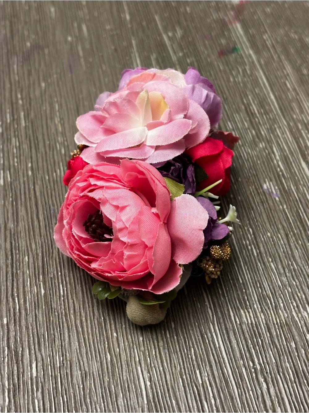 Shabby Chic Faux Flowers Baby Headband- Berry Bouquet Flower Crown
